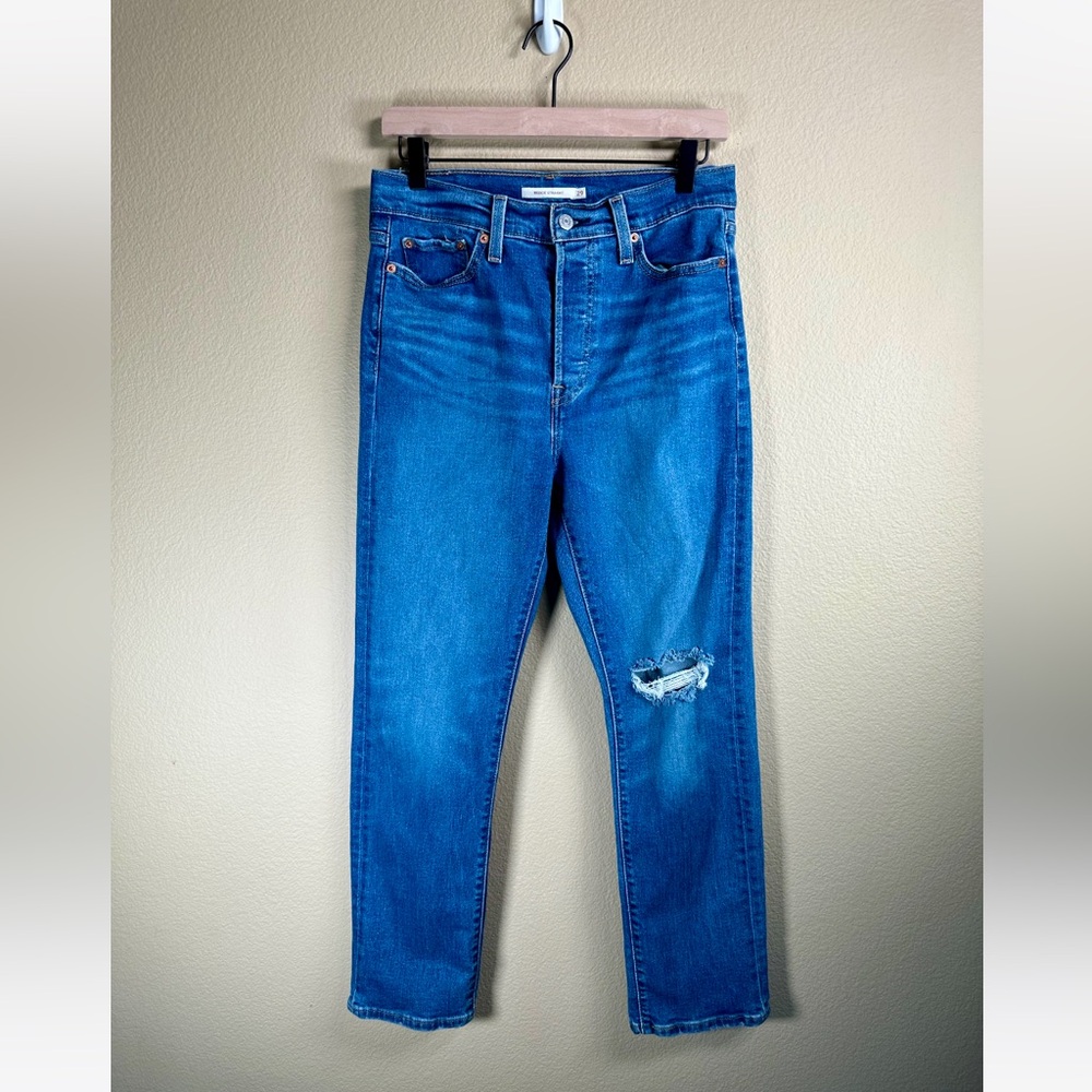 Levi’s Women’s Wedgie Straight Fit Jeans Medium Blue Wash Fallstar - Picture 7 of 14